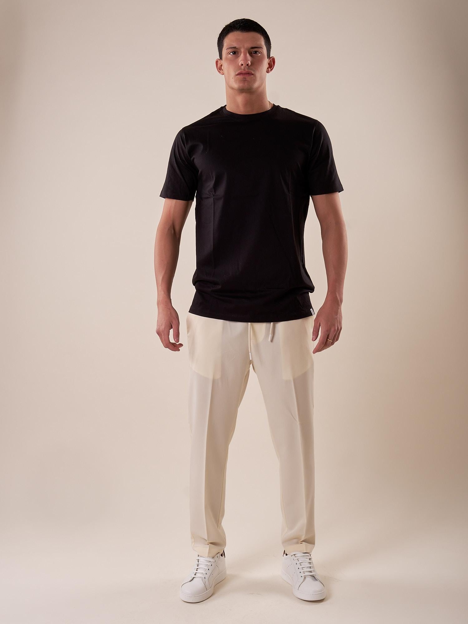 T-Shirt manica corta cotone mercerizzato uomo. OC1S2S5T10 NERO OVER-D 