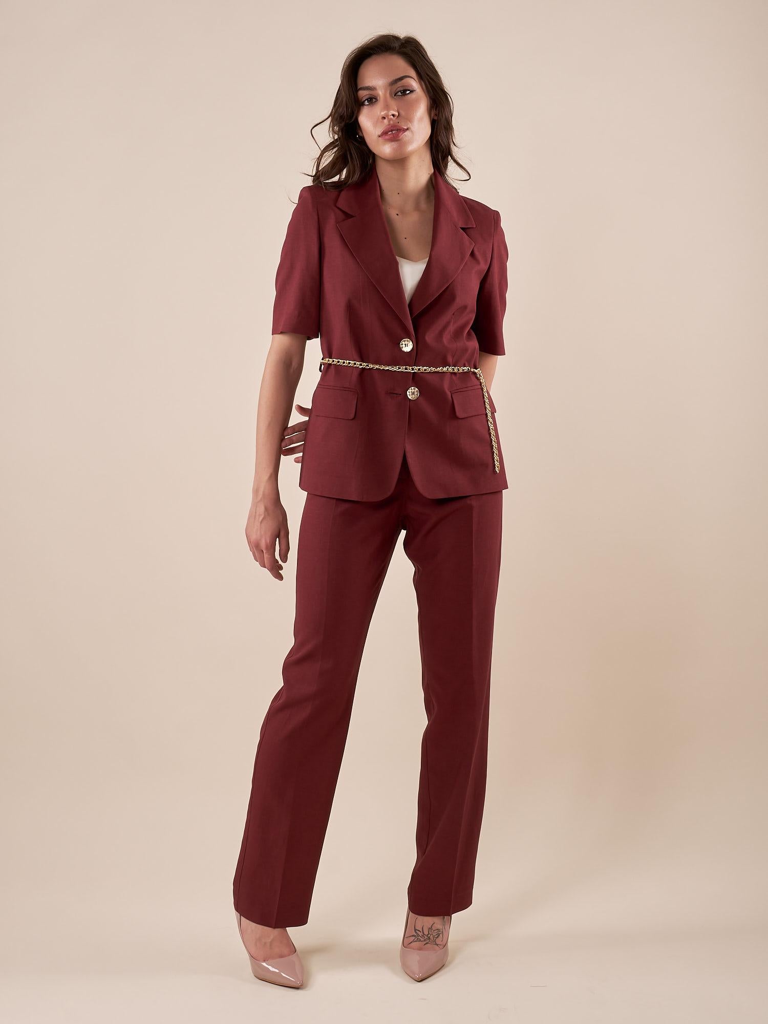 Completo Donna giacca e pantalone palazzo in lino e viscosa ROMI/4001 INDIA ROMIHO 