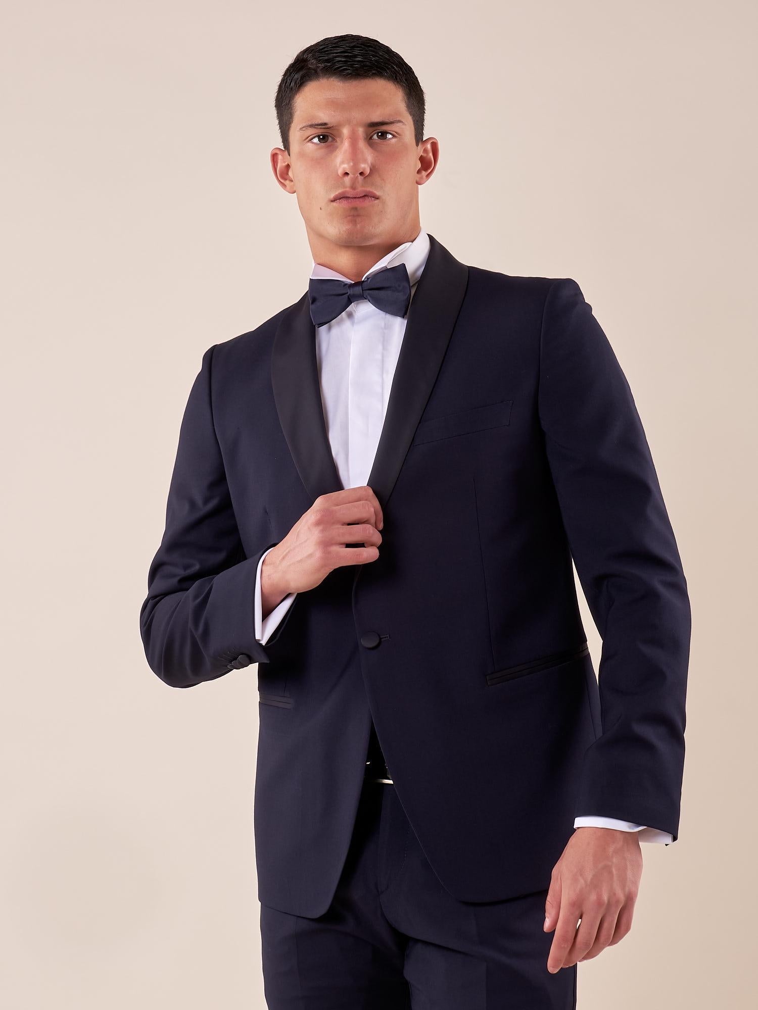 Abito smoking cerimonia elegante giacca monopetto uomo TM/NAPOLIPRS BLU MEDIO ITALIAN FORMAT 