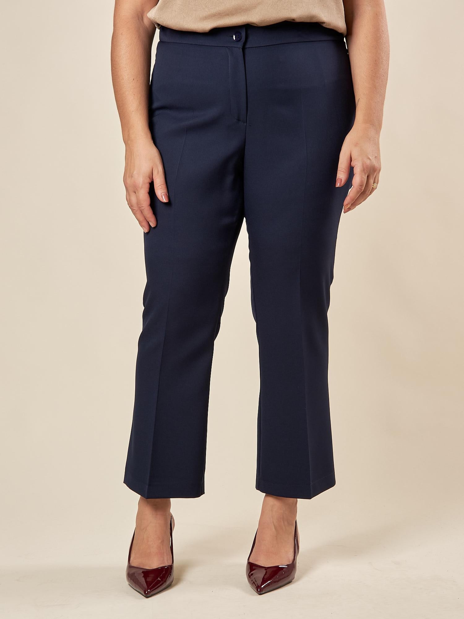 Pantalone Donna Curvy a Zampetta  Tessuto Tecnico con Elastico Posteriore. F646YBFFEDE BLU Lizalù 