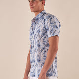 Camicia a Fantasia Floreale Uomo Manica Corta 100% Cotone Traspirante. CE1281H BLU HAMAKI-HO 