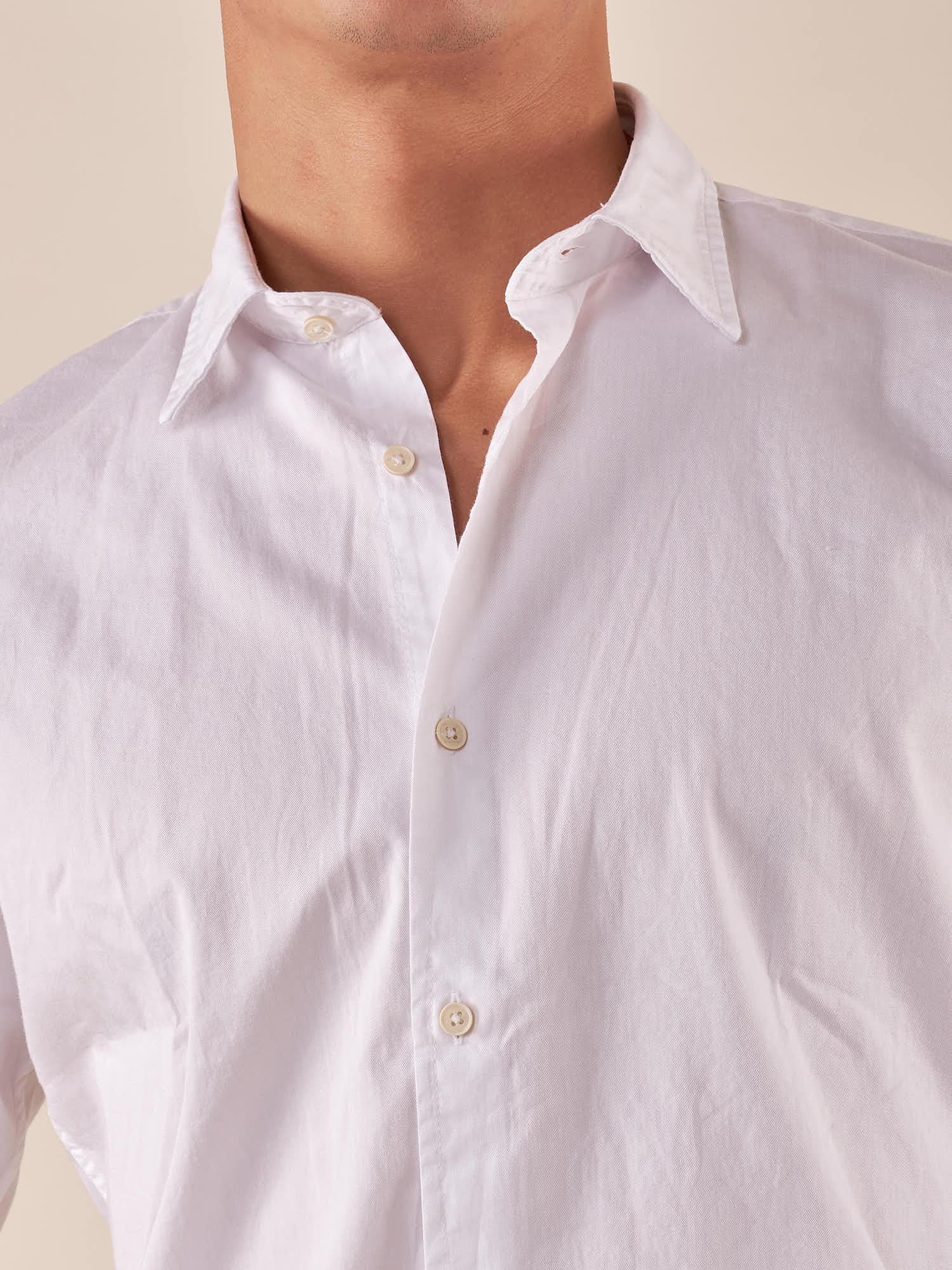 Camicia Uomo Manica Lunga 100% cotone. M48643 BIANCO SUPERIOR VINTAGE 