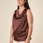 Top Donna Curvy con Giromanica e Scollo Morbido  Raso Davanti, Maglina Lurex Dietro. F453YBFKABUL MORO Lizalù Donna 