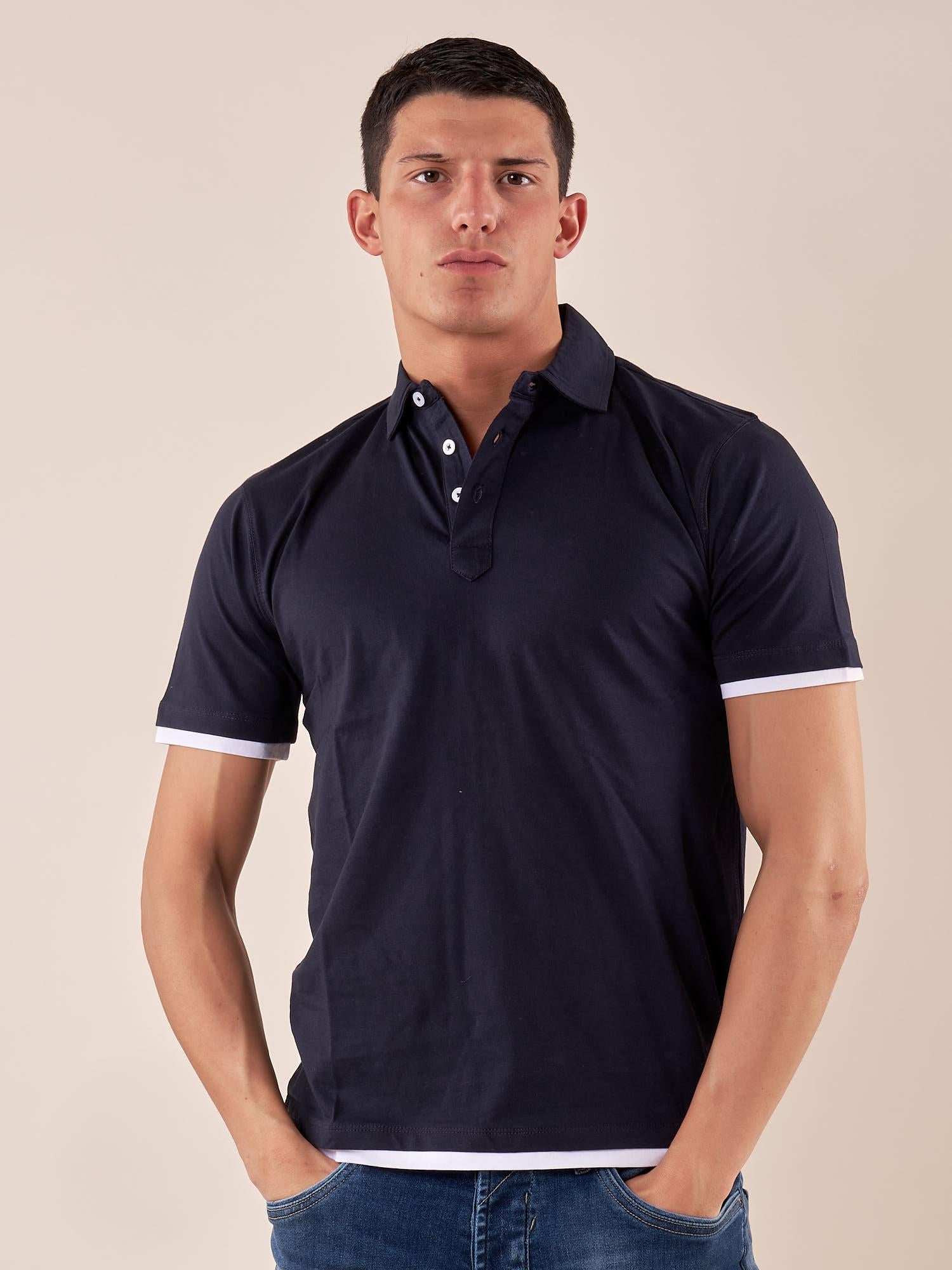 Polo manica corta tessuto100% cotone uomo, PE120H BLU HAMAKI-HO 